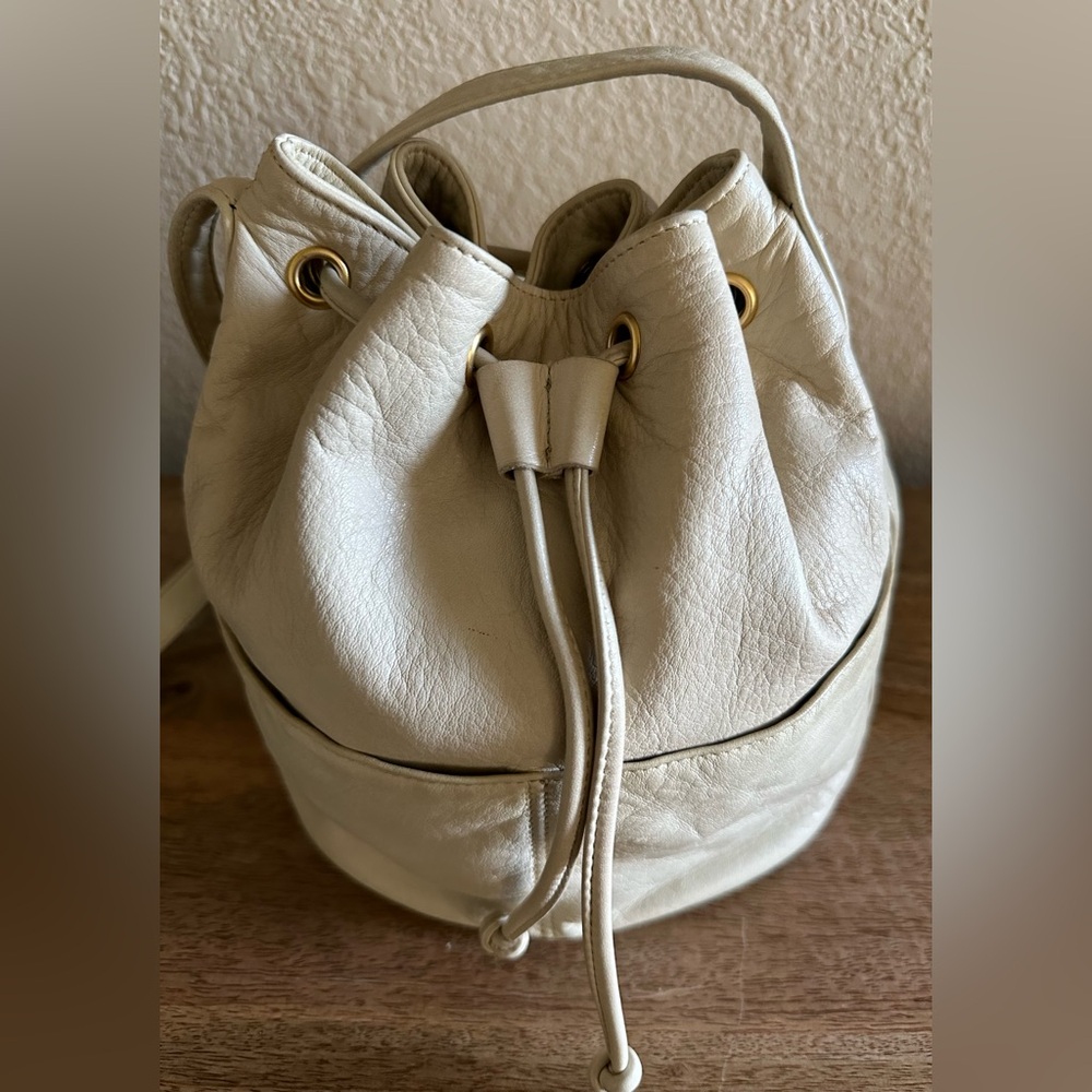 Albert Nippon taupe leather bucket style bag